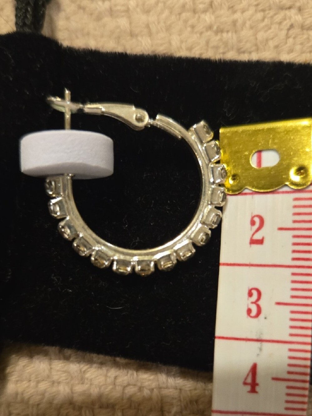 Silver Crystal Hoop Earrings — Sparkling Pavé Accent - Picture 3 of 4